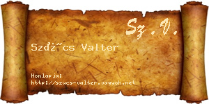 Szűcs Valter névjegykártya
